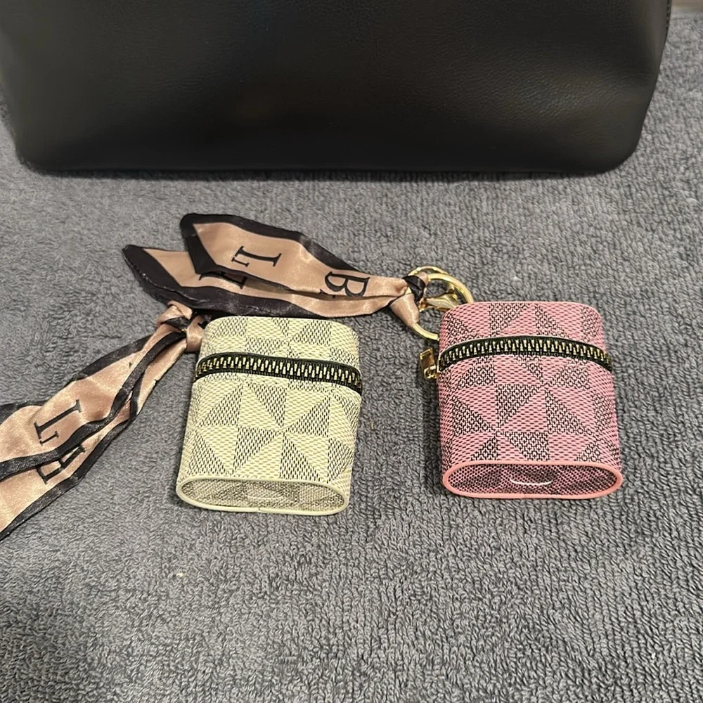 Geometric Pattern purse, charm Keychain Pouch with Scarf NWT you get two